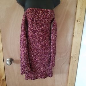 Off shoulder smock midi dress